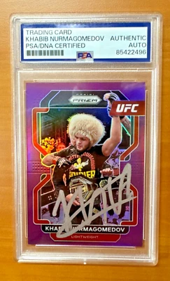Khabib Nurmagomedov Signed Autographed UFC 2022 Purple Prizm Card PSA/DNA /149 - Image 1 of 2