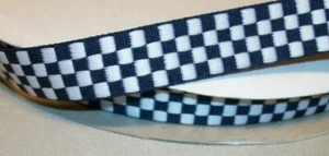5 Yds. CHECKERBOARD WOVEN FABRIC RIBBON 5/8" W (your choice of 2 colors) - Picture 1 of 3