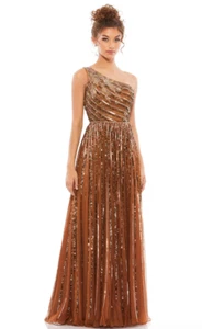 MAC DUGGAL 5220 VERZIERTES SCHULTERFREIES A-LINIE KUPFERFARBENES KLEID Gr. 14 - Bild 1 von 4