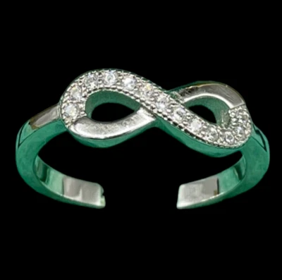 Anello donna Simbolo Infinito in Argento 925 rodiato italiano e pietre brillanti - Immagine 1 di 4