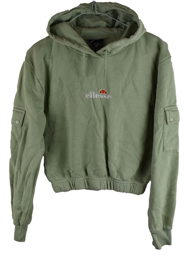 ELLESSE Green Hoodie size Uk 6 Womens Pullover Sportswear Retro Crop - Image 1 of 4