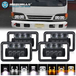 For Isuzu FTR FVR FRR NQR NPR NPR-HD 4PCS 4x6" LED Headlights Hi/Lo Beam DRL - Picture 1 of 12