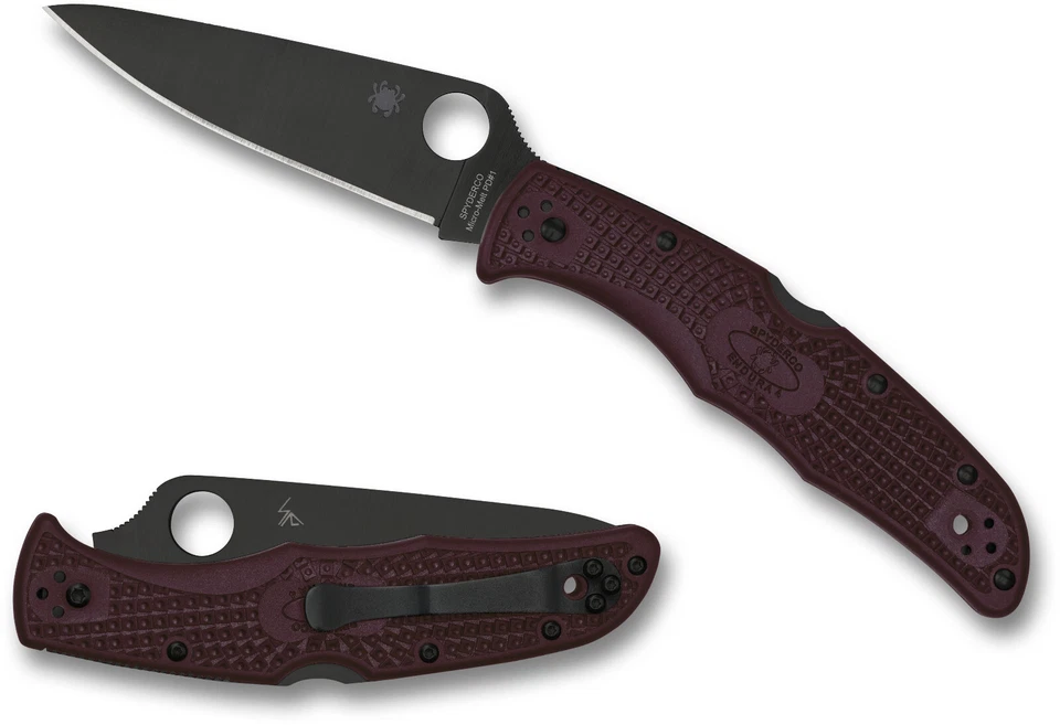SPYDERCO Endura 4 Burgundy Black Micro-Melt PD#1 Steel Sprint Run C10BGBKP
