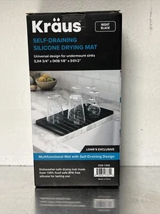 New Kraus Self Draining Dish Drying Mat 8 1/8” x 14 ¾”x 1/2" Black Silicone Sink - Picture 1 of 4