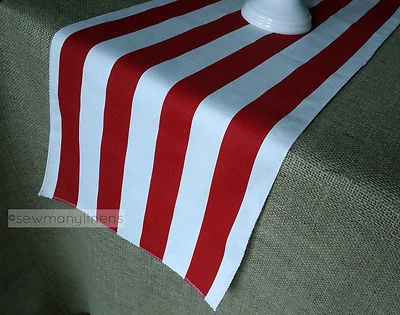Red and White Stripe Table Runner Carnival Circus Party Decor Dining Room Linens - Image 1 of 4