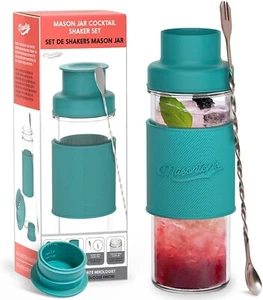 Masontops Cocktail Shaker Set – Glass Mason Jar Drink Shaker – 4 PC Set - Picture 1 of 3
