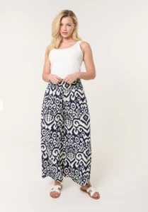 Pantalón de pierna ancha estampado cachemir cintura ajustable de gran tamaño informal con forma curva para mujer - Imagen 1 de 4