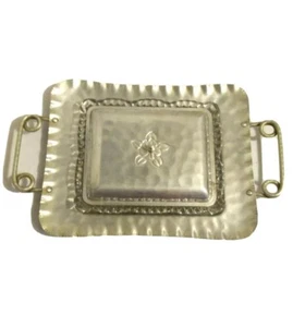 Vintage Aluminium Tablett Cromwell Glas 3 Abschnitte Lebensmittel Schmuck Süßigkeiten Deckel Griffe - Bild 1 von 7