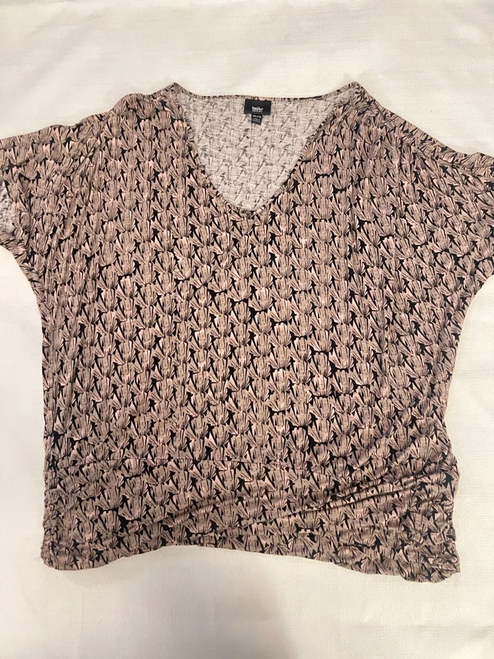 Mossimo Топ женщин 2XL собранными в Рюш стороне Flowy блузка вискоза смесь V шеи рубашка - Изображение 1 из 4