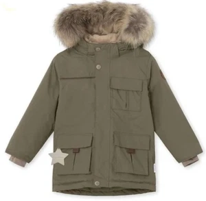 NWT MINI A TURE $450 Kastor Fur Winter Jacket Military Green Boys Size 9 YRS - Picture 1 of 15
