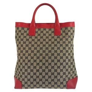 GUCCI 002 1121 Tote Bag Beige red GG canvas/leather GG - Picture 1 of 10