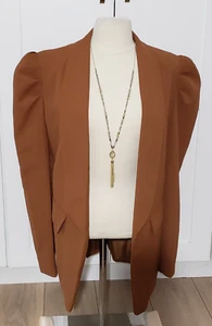 Damen Blazer XL braun vorne offen Langarm wattierte Schulter Anzugjacke Freizeit - Bild 1 von 6
