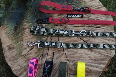 Lange Doppelführleine 4-fach verstellbar 3m x 25mm Schnapp-Karabiner Schäferhund - Bild 1 von 4