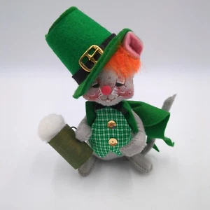 Annalee Dolls Mouse Irish w/Hat, Vest, Bowtie & Tails With Beer In Hand 1993 - Picture 1 of 5
