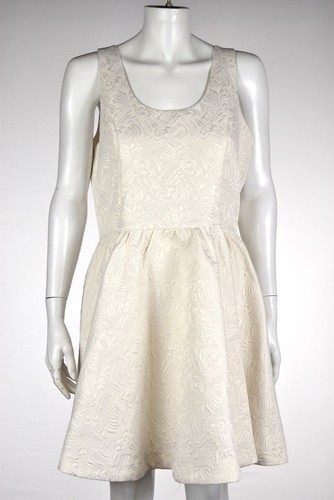 OFF WHITE Abito TL la lettera taglia L bianco sporco tubino senza maniche sopra il ginocchio cotone casual