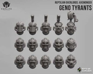 Axemonger: Geno Tyrants Heads (x15) | Reptilian Overlords | 28mm - Picture 1 of 4