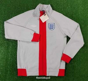 Umbro Men's England Retro Track Top Soccer Jacket, Grey/Red, Size M - Picture 1 of 13