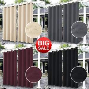 52"~100" Wide Outdoor Curtains Privacy Waterproof Porch Gazebo Blackout Drapes - Picture 1 of 96