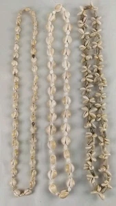 Vintage Set 3 Halsketten Kauri Muschel Muschel Hawaii Tropisch Grob Lang Lei - Bild 1 von 11
