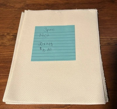 Lot Of Various Cross Stitch Aida Fabrics. Sizes And Count Size On Each Picture - Image 1 of 4