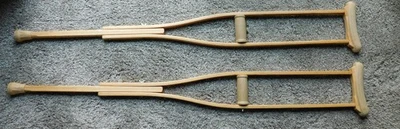 Vintage Wooden Crutches - Up to 350 Pounds - Image 1 of 4