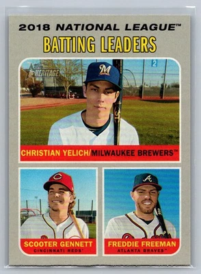 Christian Yelich / Scooter Gennett / Freddie Freeman 2019 Topps Heritage NL #61 - Image 1 of 2