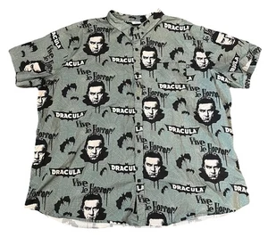 Camicia Creepy Co. Bela Lugosi Horror con bottoni motivo Dracula spettrale taglia 4XL - Foto 1 di 6