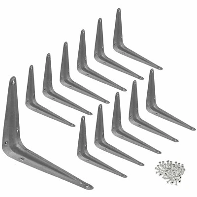 12 Pcs 4" x 5" in Utility Metal Wall Corner Shelving Shelf Brackets Support Gray - Image 1 of 4