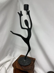 Vtg JOHN R. KEYSER HANDCRAFTED Wrought IRON Metal CANDLE HOLDER "DANCER" ARTISAN - Picture 1 of 6