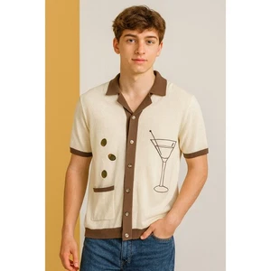 NUEVO CON ETIQUETAS Art of Drowning Martini Oliva Camisa de Bolos Tejida con Botones Cárdigan para Hombres Lg - Imagen 1 de 12