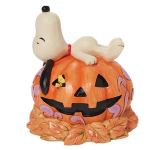 Peanuts von Jim Shore Halloween Snoopy liegend auf geschnitztem Kürbis Figur, 5,5... - Bild 1 von 7