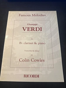 Famous Melodies Giuseppe Verdi for Clarinet & Piano by Colin Cowles Music Book - Picture 1 of 3