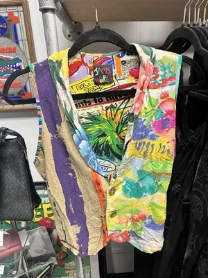 Vintage 90s JAMS WORLD Multi Color Hawaiian Cropped Vest Size Medium - Imagem 1 de 4