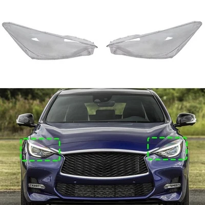 Un par de faros carcasa de lente transparente + pegamento para Infiniti QX30 2017-2019 Foto 1 de 4