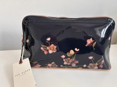TED BAKER Ted Baker Kosmetiktasche schwarz Blumenmuster neu original mit Etikett - Bild 1 von 4