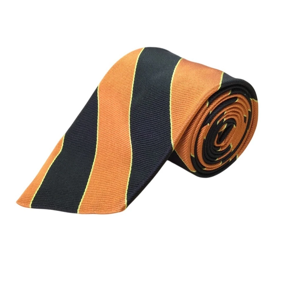 J. Corbata a rayas de seda naranja y azul marino Press para hombre hecha en Irlanda diseño clásico Foto 1 de 4