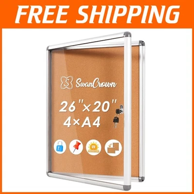 26x20 Inch Tamper-Proof Cork Noticeboard with Silver Frame - Easy Installation - Image 1 of 4