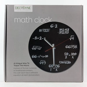 Decodyne Math Equation Wall Clock – Nerdy Geek Black White Battery Operated -NEW - Picture 1 of 4