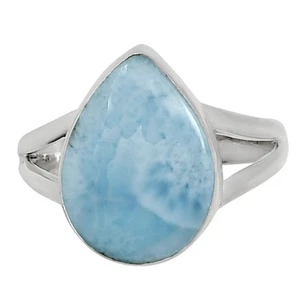 Larimar (Dominican Republic) 925 Sterling Silver Ring s.7 Jewelry R-1002 - Picture 1 of 5