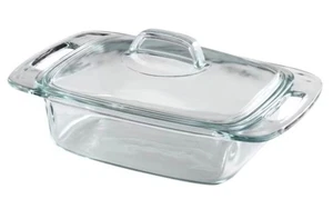 Pyrex Easy Grab Clear Glass Oblong Baking Casserole Dish 2Qt C024 Lid C624 - Picture 1 of 1