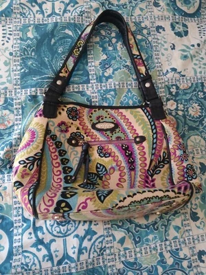 Cartera de Mano Grande Spartina 449 Daufuskie Island Isabella Cartera de Cuero de Lino Como Foto 1 de 4