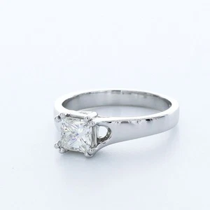 1.0CT LAB-CREATED DIAMOND D/VVS2 PRINCESS CUT PLATINUM CLASSIC SOLITAIRE RING - Picture 1 of 3