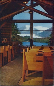 Postcard Alaska Juneau Chapel by the Lake Interior 1960s Mendenhall Glacier - Imagen 1 de 1