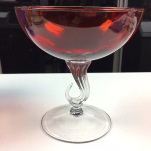 Vtg Blown Glass Ruby Red Oversized Goblet Dish W/ Clear Twisted Stem 7.5" tall  - Picture 1 of 3