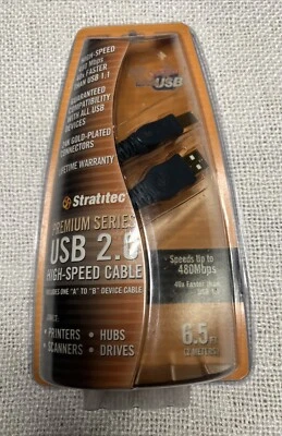 Stratitec USB 2.0 High Speed A-B Printer Cable 24K Gold-plated Connectors - Image 1 of 4