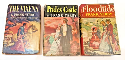Lot of 3 Frank Yerby 1947 Vixens 1949 Pride's Castle 1950 Floodtide VTG HC Book - Image 1 of 4
