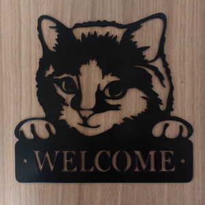Welcome Cat Schild aus Stahl - Bild 1 von 1
