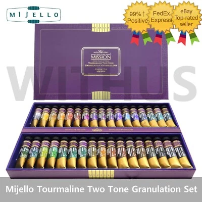 Mijello Mission Tourmaline Two Tone Granulation Watercolor Set of 34 MGC-8034=