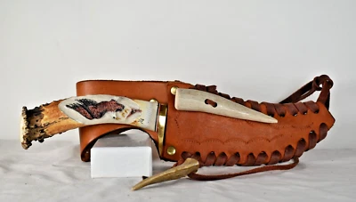 Custom Hunting/Mountain Man 11" Crown Stag Grip Knife - Image 1 of 4