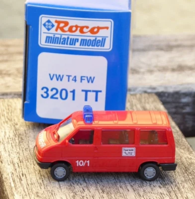 Roco 3201 Spur TT VW Bus T 4 Bulli Feuerwehr Sehr Gut Erhalten In OVP, Für TT - Immagine 1 di 2